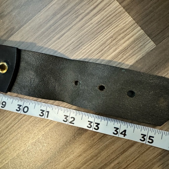 Isaiah Kincaid Vintage Brass Toggle Leather Black Adjustable Belt 32-34 USA - Picture 8 of 14